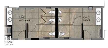 Plans for bathrooms in the Multipurpose Room hallway